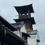 川越の蔵造りの町並みから見える時の鐘